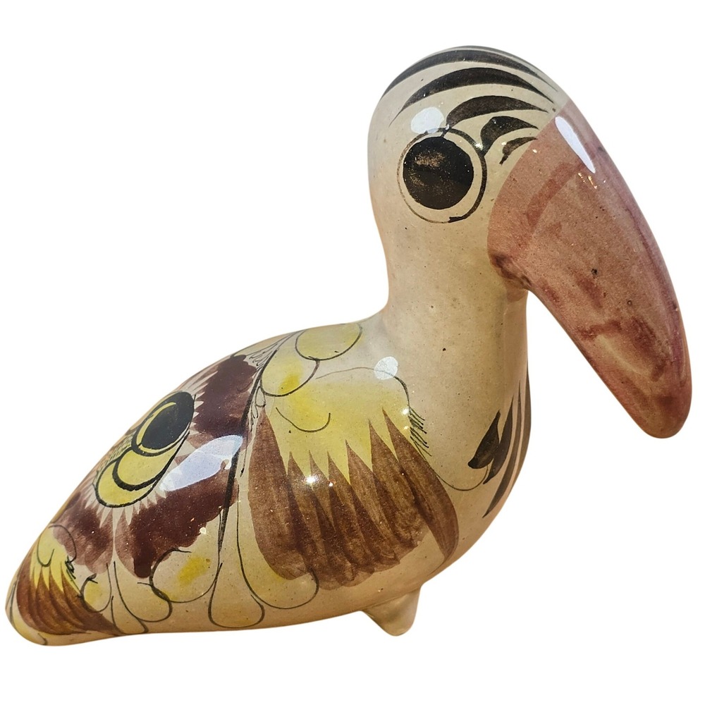 Vintage Tonala 6" Mexican Art Pottery Bird Figure Home Decor Folk Art Mexico
